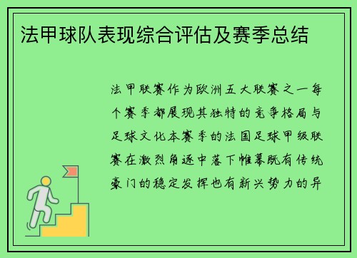 法甲球队表现综合评估及赛季总结